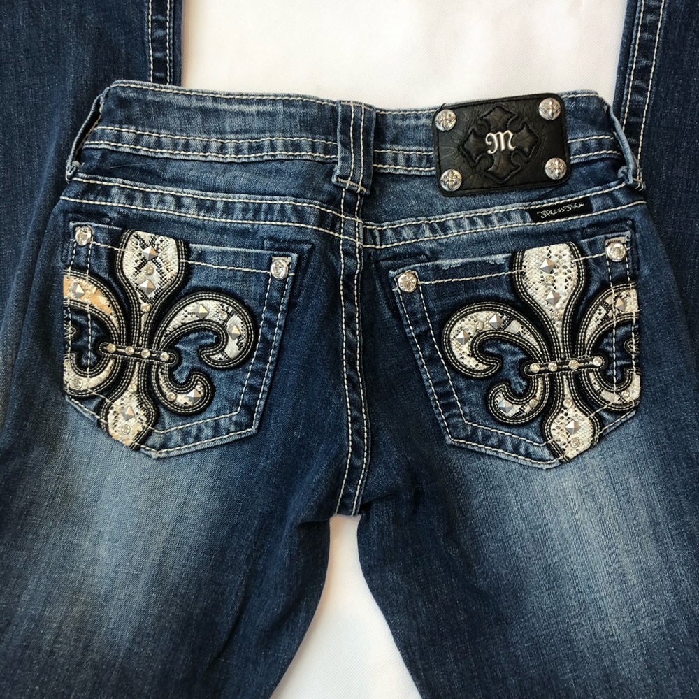 Miss Me Fleur De Lis Embellished Bootcut Jeans